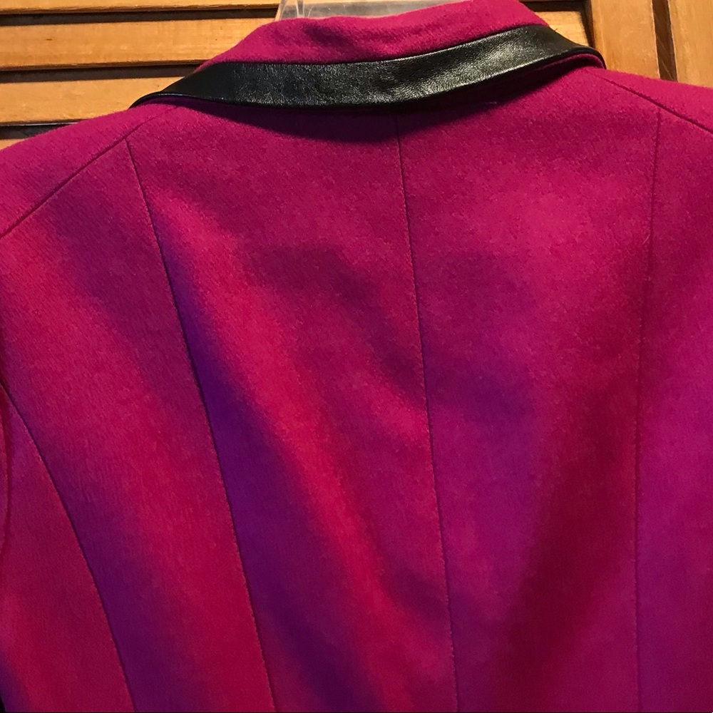 Bebe Raspberry Wool Blazer w/Faux Leather Jacket - Picture 10 of 13